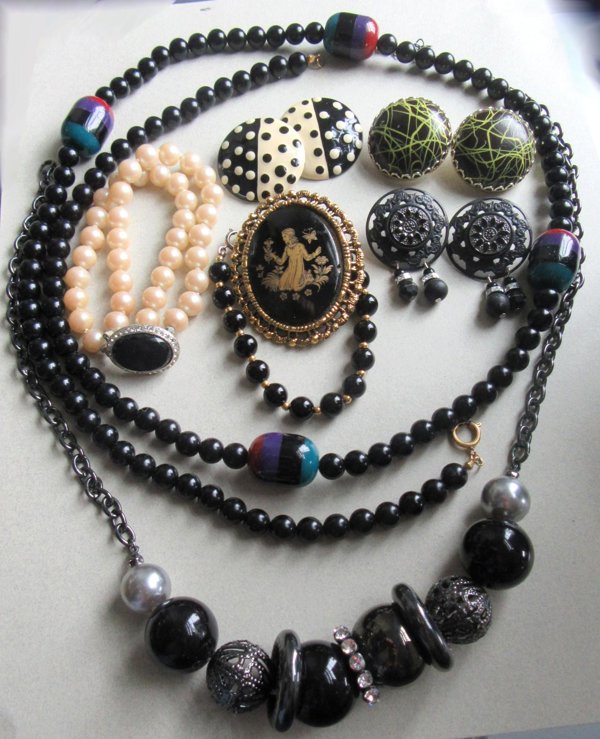 Vintage Jewelry Lot Earrings Lucite Necklace and More