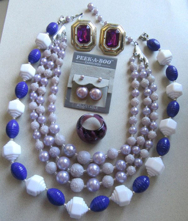 Vintage 1950's - '80's Jewelry Lot JJ Earrings glass Ring & More