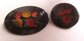 Two Russian Lacquer Floral Pins Vintage Jewelry