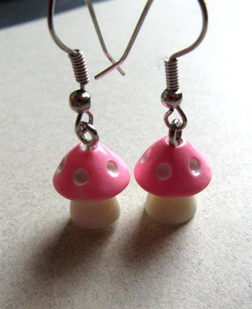 Tiny Pink Mushroom Pierced Earrings Shrooms Mycology