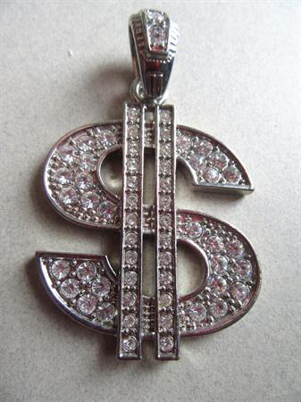 Large Rhinestone Dollar Sign Pendant