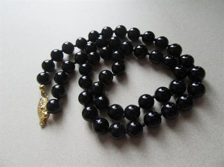Vintage Black Glass Necklace Beads Signed Jewelry
