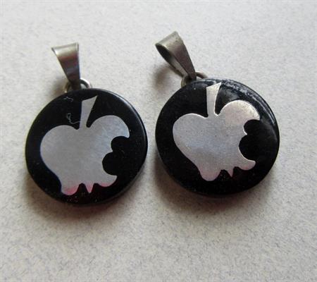 Two Vintage Eaten Apple Sterling Mexican Silver Apple Pendants Fine Jewelry