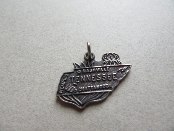 Vintage Tennessee Map Sterling Silver Charm Fine Jewelry