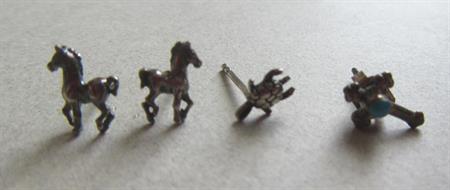 Vintage Sterling Silver Single Stud Earrings And Horse Pair