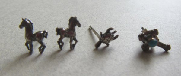 Vintage Sterling Silver Single Stud Earrings And Horse Pair