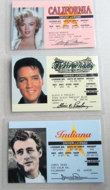 1990's Novelty License Cards Lot 26 Pcs. Never Used Elvis Marilyn Monroe James Dean