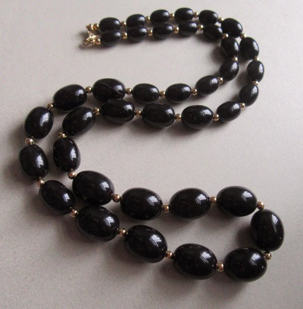 Vintage Monet Black Lucite Necklace Signed Jewelry