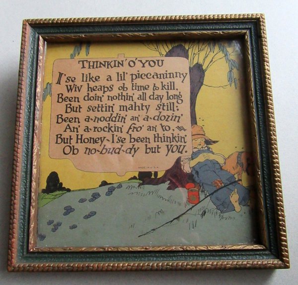 1930's Framed Poem Print Black Americana Collectibles