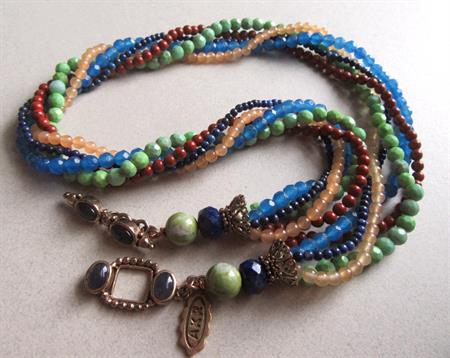 AKR Amy Kahn Russell Multi Strand Gemstone Necklace Signed Jewelry