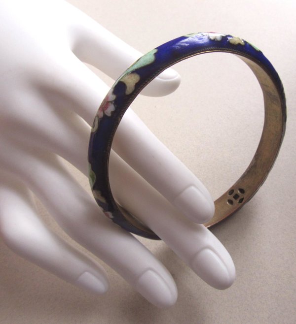 Vintage Cloisonné Blue Bangle Bracelet
