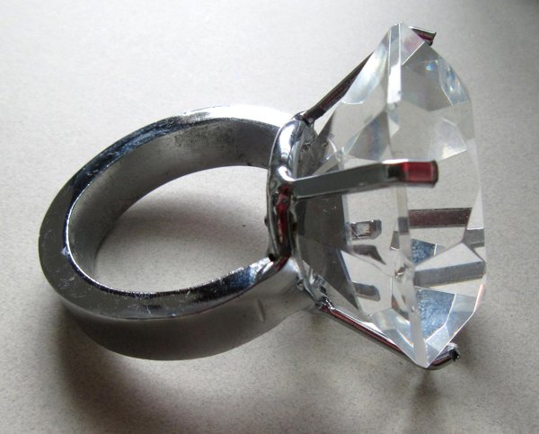 Giant Faceted Glass Engagement Ring Novely Piece Cake Topper