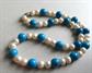 Genuine Fresh Water Pearl and Blue Stone Necklace