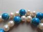 Genuine Fresh Water Pearl and Blue Stone Necklace