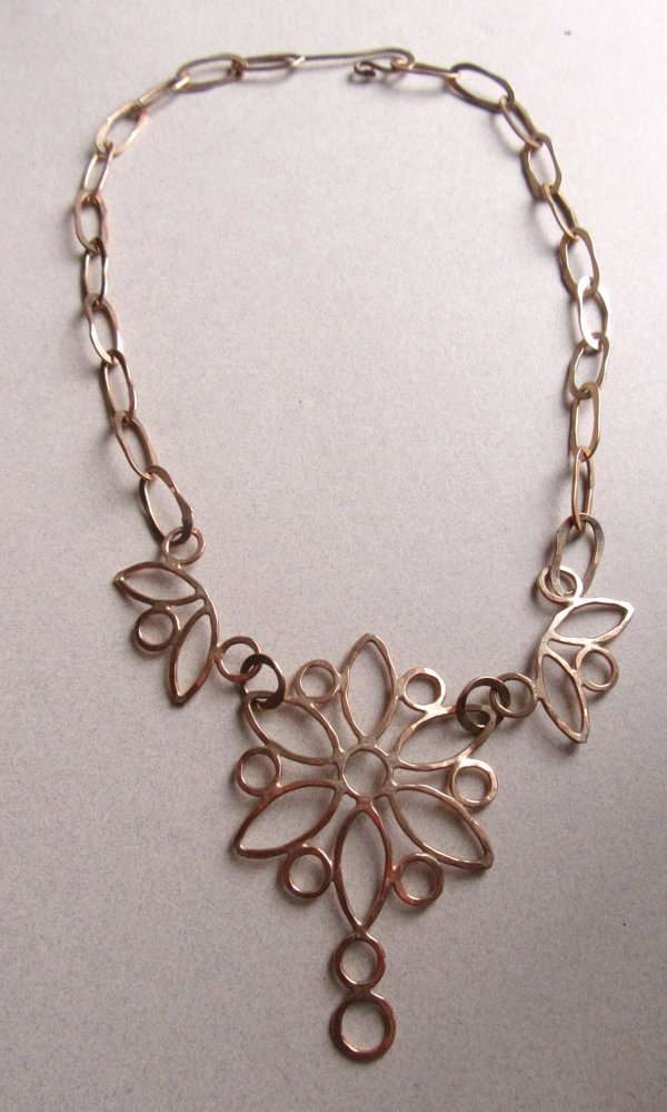 Vintage Artisan Boho Hammered Necklace Hippie 