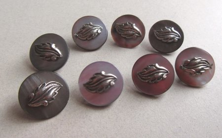 Vintage Mother Of Pearl Leaf Buttons Sewing Notions