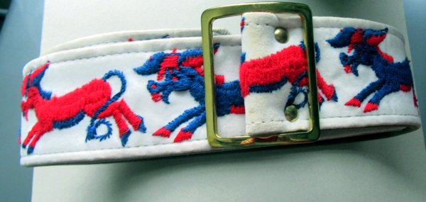 Vintage 1970's Swank Signed Democrat Embroidered Belt RARE
