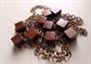 Mid Century Bakelite Infused Wood Cube Chain Necklace