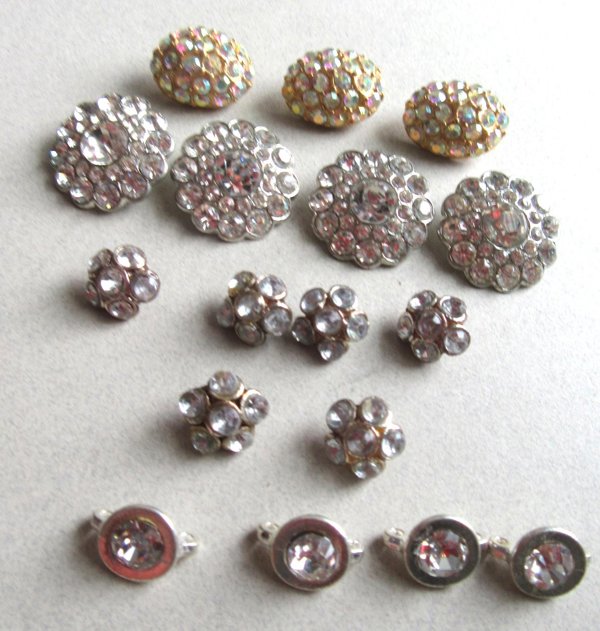 Vintage Rhinestone Buttons Lot Sewing Notions