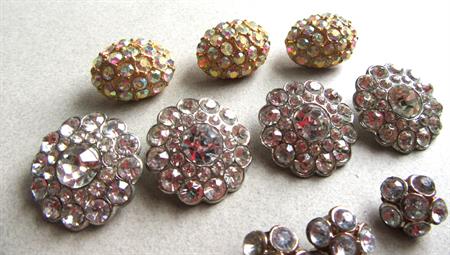 Vintage Rhinestone Buttons Lot Sewing Notions