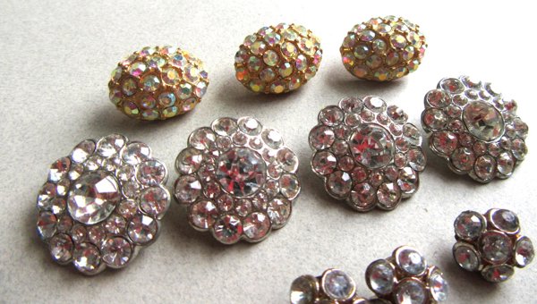 Vintage Rhinestone Buttons Lot Sewing Notions