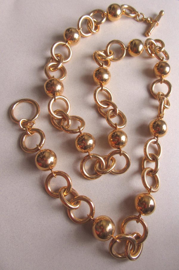 Vintage Monet HEAVY Ball Chain Necklace Signed Jewelry