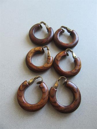 Vintage Bakelite Infused Wood Clip Earrings