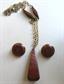 Mid Century Bakelite Infused Wood Necklace and Earrings