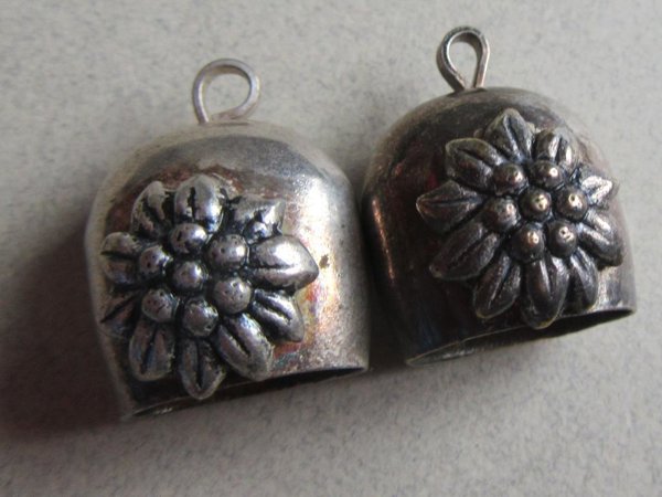 Vintage Two Edelweiss Bells Austria Jewelry Making Supplies