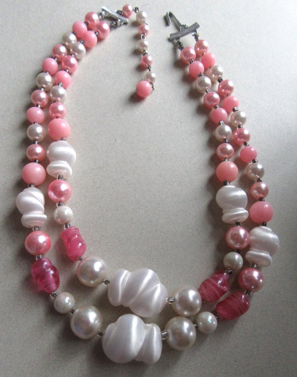 1950's Pink Cotton Candy Necklace Japan Vintage Jewelry