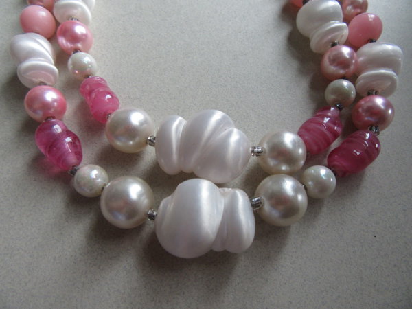 1950's Pink Cotton Candy Necklace Japan Vintage Jewelry