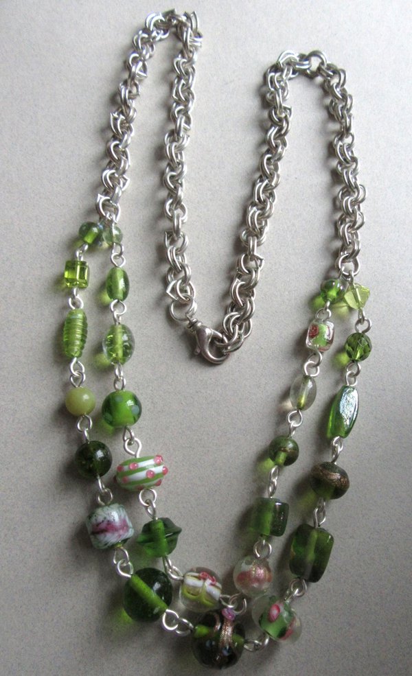 Glass Wedding Cake Venetian Glass Necklace Chain