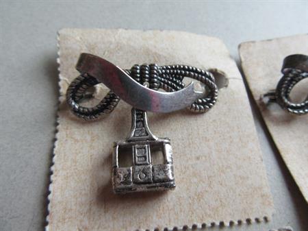 FOUR Vintage Austria Cable Car Pins Original Cards Never Worn