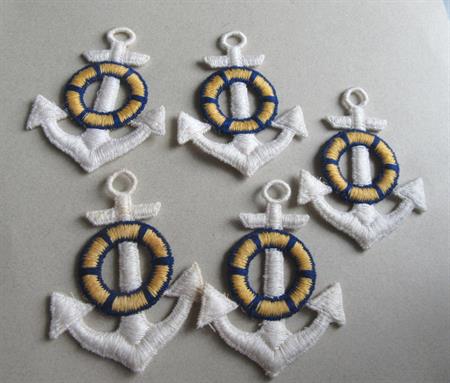 Five Vintage Anchor Embroidered Sew On Patches Sewing Notions