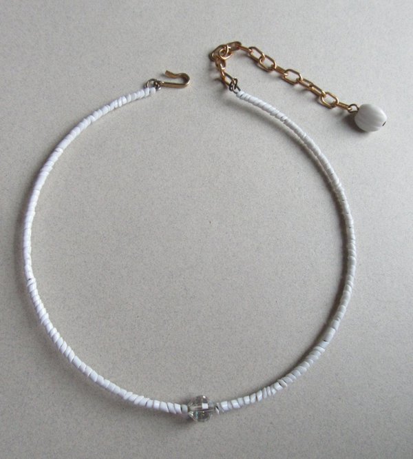 Vintage Laguna Glass and Crystal Memory Wire Choker Necklace Never Worn