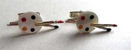 Vintage Mother of Pearl Painter's Pallet Cufflinks Artist Men's Jewelry