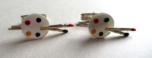 Vintage Mother of Pearl Painter's Pallet Cufflinks Artist Men's Jewelry