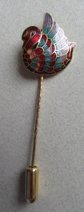 Vintage Cloisonné Swan Stick Pin 