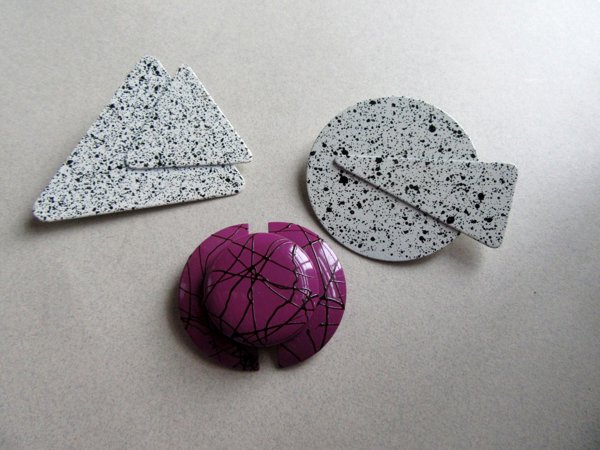 Three 1980's Enameled Pins  Never Worn Vintage Jewelry