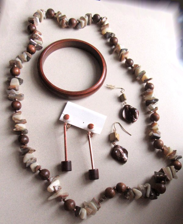 Vintage Jewelry Lot Infused Bakelite Mother of Pearl