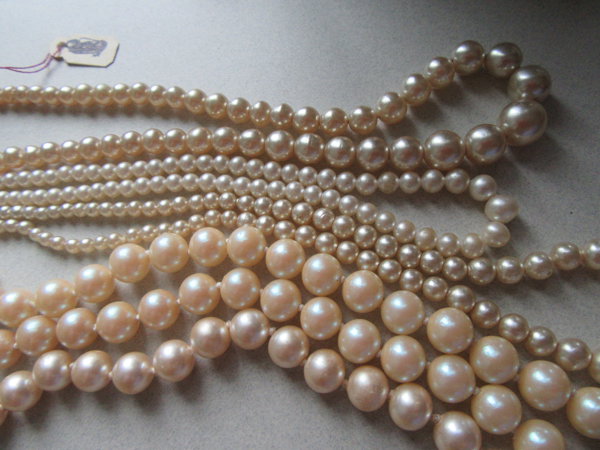 Vintage Glass Pearl Necklace Lot and Bracelet