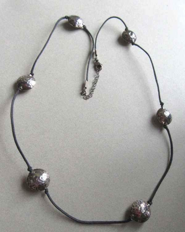 Sterling Silver Hammered Station Necklace Fine Jewelry