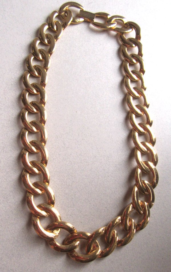Vintage Napier Gold Tone Large Link Necklace Signed Jewelry