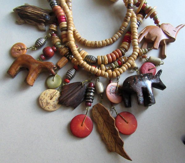 Vintage 1980's Tribal Fetish Charm Necklace 