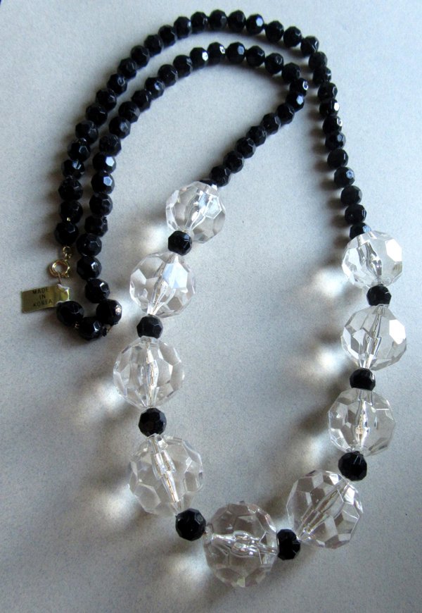 Vintage Faceted Lucite Necklace On Chain Korea Never Worn