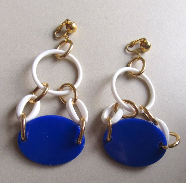 Giant 1980's Lucite Clip Earrings Never Worn Vintage Jewelry