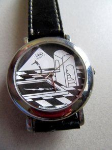 1980's Q&Q Watch Art Deco Style Swim Graphics