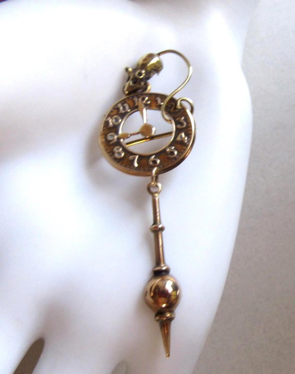 Unusal Antique Clock and Mouse Pin Brooch