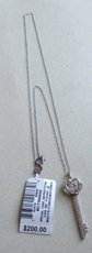 Sterling And 10k Genuine Diamond Key Pendant on Chain Never Worn W/Tag Fine Jewelry
