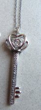 Sterling And 10k Genuine Diamond Key Pendant on Chain Never Worn W/Tag Fine Jewelry